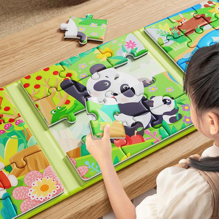 动手动脑益智儿童磁性拼图3-6岁宝宝磁吸动物幼儿专注力早教拼图