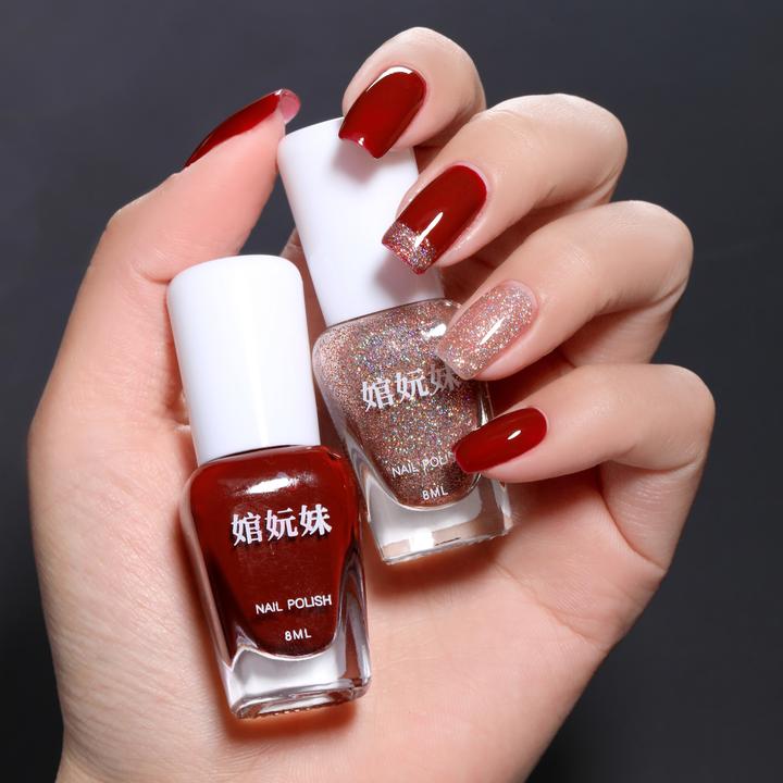 车厘子香槟金爆闪无异味显白指甲油防水持久免烤速干四季流行学生