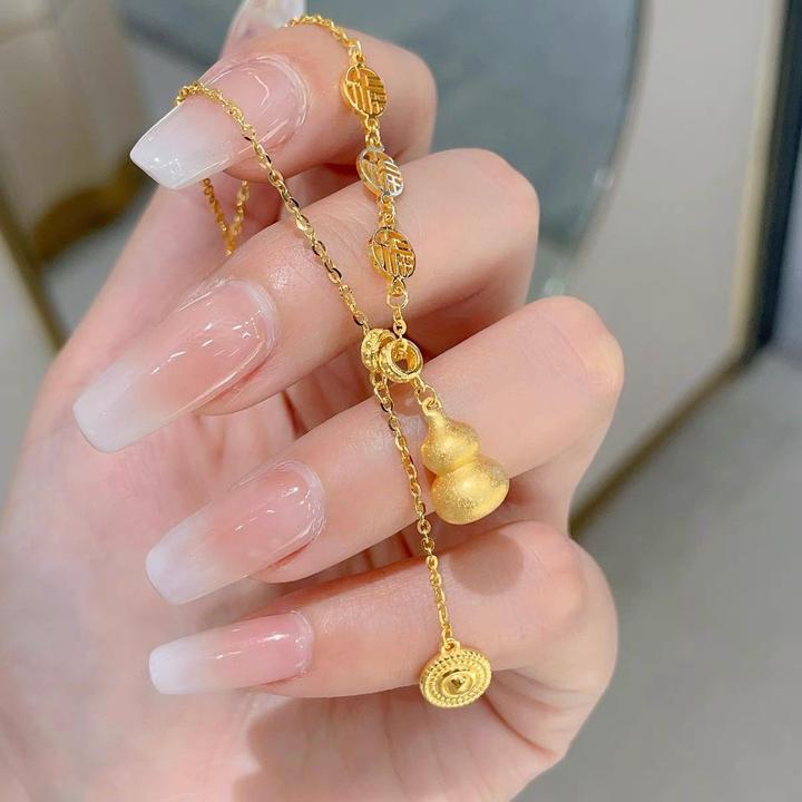 铜合金项链 新中式流苏福字葫芦项链女百搭精致小众不掉色锁骨链
