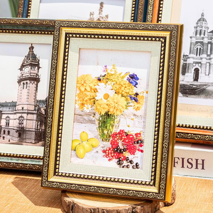 欧式复古相框摆台怀旧567寸相框七寸桌面A4美式小摆件定制画框