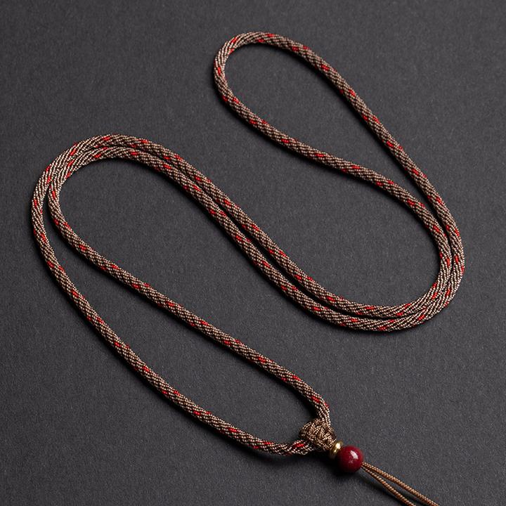 非金属布艺项链 鸿运当头双色项链绳固定款套头平安扣吊坠挂绳