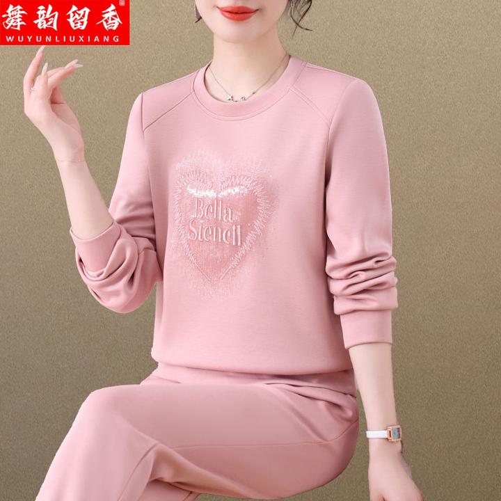 春秋新款套装运动服2024女士洋气高级显瘦宽松休闲圆领卫衣两件套