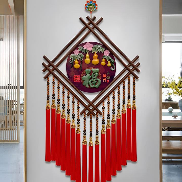 【实木仿玉雕】客厅中国结挂件玄关装饰画年画批发厂家2026最新款