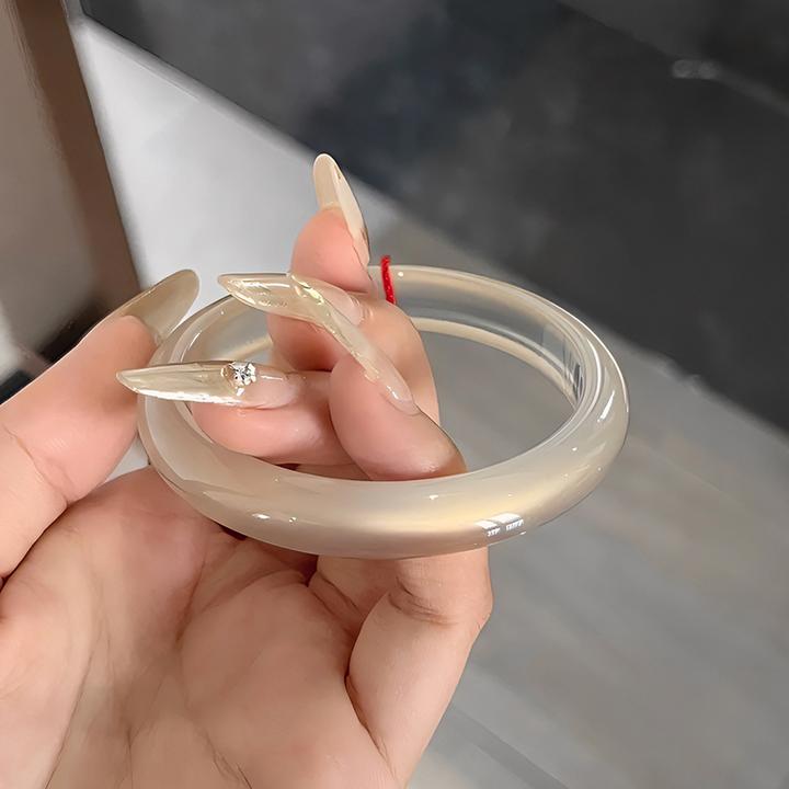 iwe天然马料高冰种荔枝冻玛瑙手镯玉髓手镯冰透香槟金白玉髓手镯