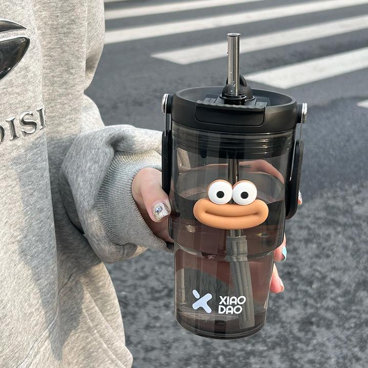 大容量水杯带吸管新款2024男女生塑料杯高颜值办公室杯子便携夏天