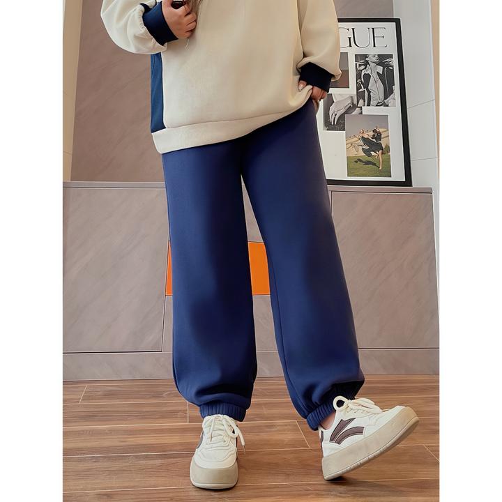 米兰之约 / 韩风撞色款加绒卫裤12058花契200斤胖mm冬季简约洋气