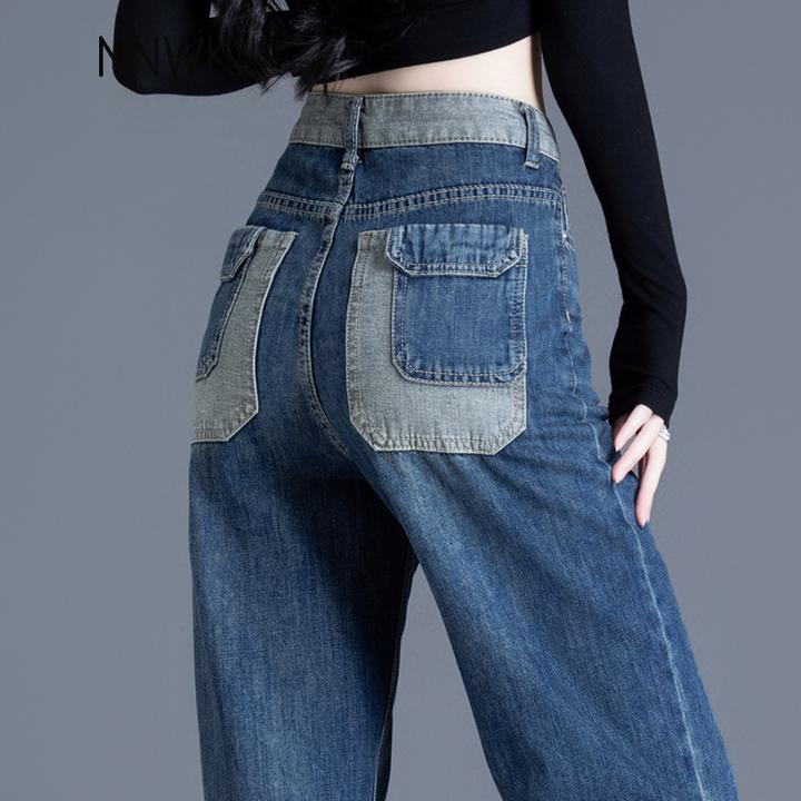 复古蓝显瘦牛仔裤女2025爆款女裤春秋款窄版直筒裤牛仔裤女阔腿裤