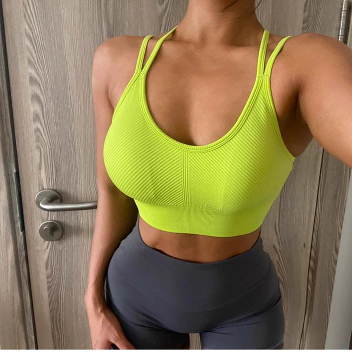 少女吊带运动跑步防震健身细带露背聚拢透气吸汗瑜伽衣
