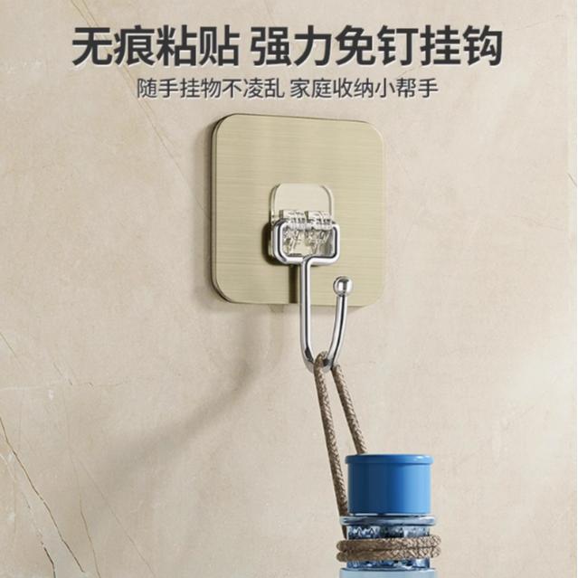 【10个装】强力拉丝银粘钩厨房厨具免打孔浴室承重墙壁无痕大墙钩子