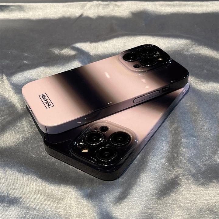 渐变粉黑个性适用苹果13手机壳iPhone14promax菲林11/12超薄简约0