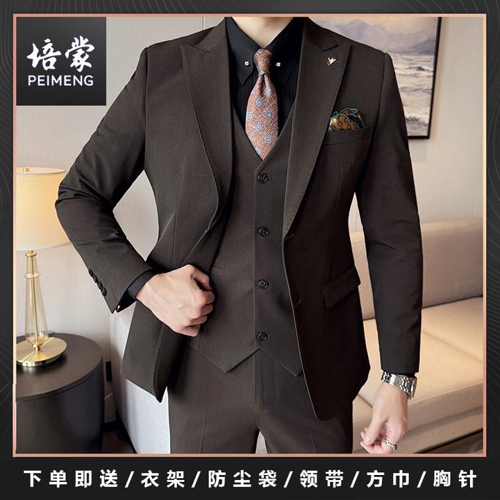 啄木鸟高档结婚戗驳领西服套装男士商务休闲西装新郎结婚礼服时尚