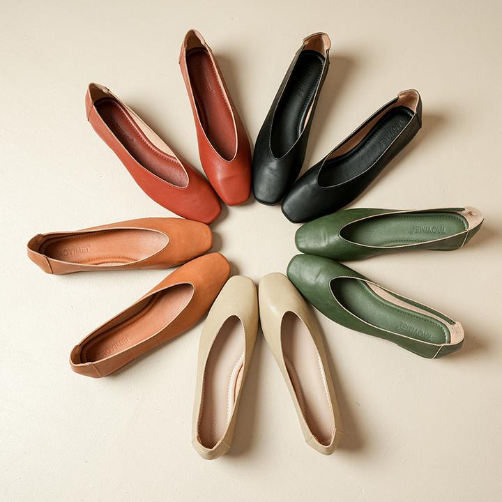 方头单鞋女粗跟2025新款仙女风瓢鞋浅口中跟妈码女鞋奶奶鞋百搭