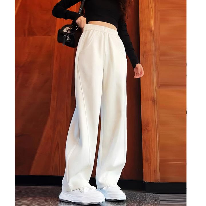 白色宽松直筒裤子女香蕉裤2024新款秋冬窄版阔腿裤卫裤小个子春秋