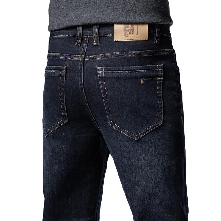 范希巴迪高端秋冬款欧货牛仔裤男士宽松直筒弹力商务休闲大码裤子