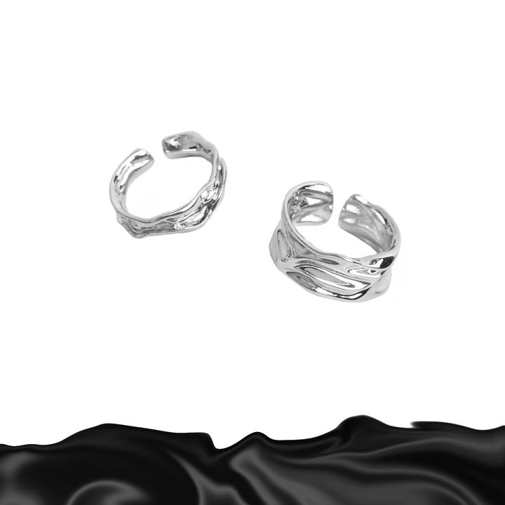 铜合金戒指 【熔液】复古冷淡风褶皱感纹理几何型开口套戒TB 2830