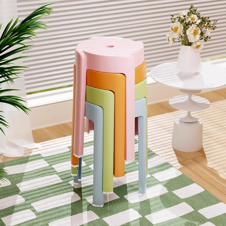 网红款塑料凳子防滑可叠放客厅高颜值加厚旋风凳大人坐的风车凳子