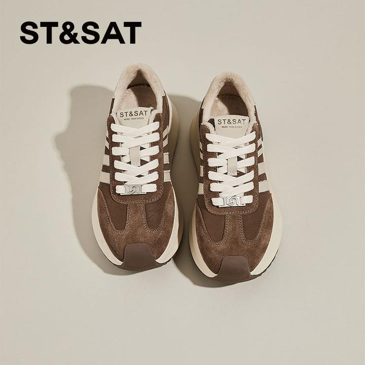 星期六厚底老爹鞋女2024新款秋冬爆款加绒女鞋复古增高休闲运动鞋