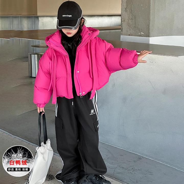 女童羽绒服冬季2024新款洋气加厚短款外套中大儿童面包服童装6岁8