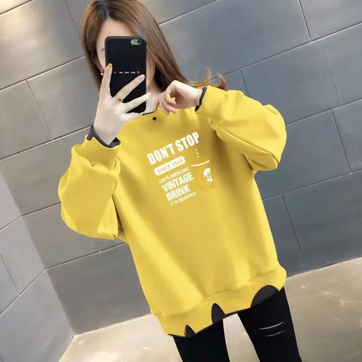 圆领卫衣女秋冬款学生新款打底衫假两件卫衣长袖百搭保暖宽松