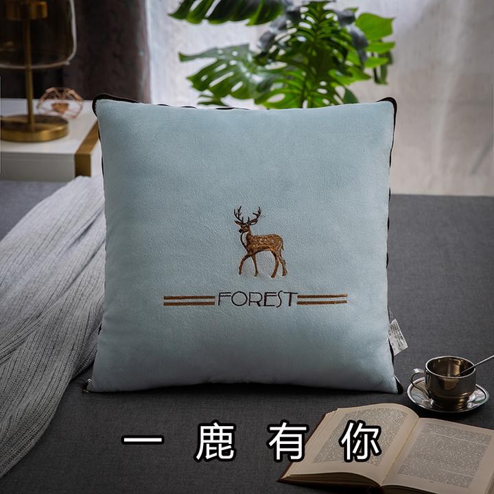 抱枕被子两用办公室午休枕头盖毯二合一加厚水晶绒车载靠垫空调被