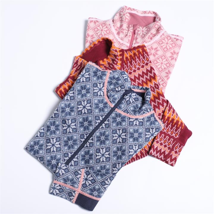 美利奴羊毛女提花半拉链户外滑雪秋冬美丽诺毛衣加厚保暖运动上衣