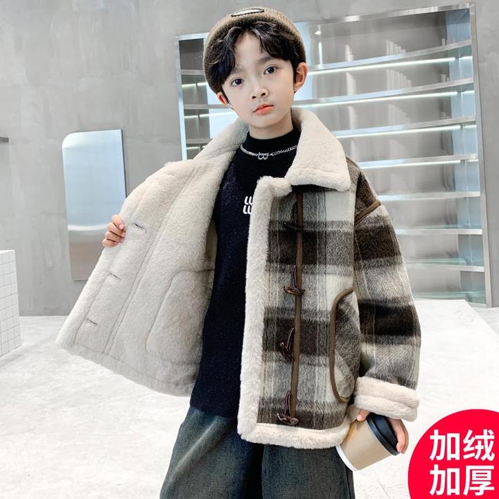 巴拉童年男童外套秋冬款2024新款冬季加绒加厚棉服中大儿童男孩冬