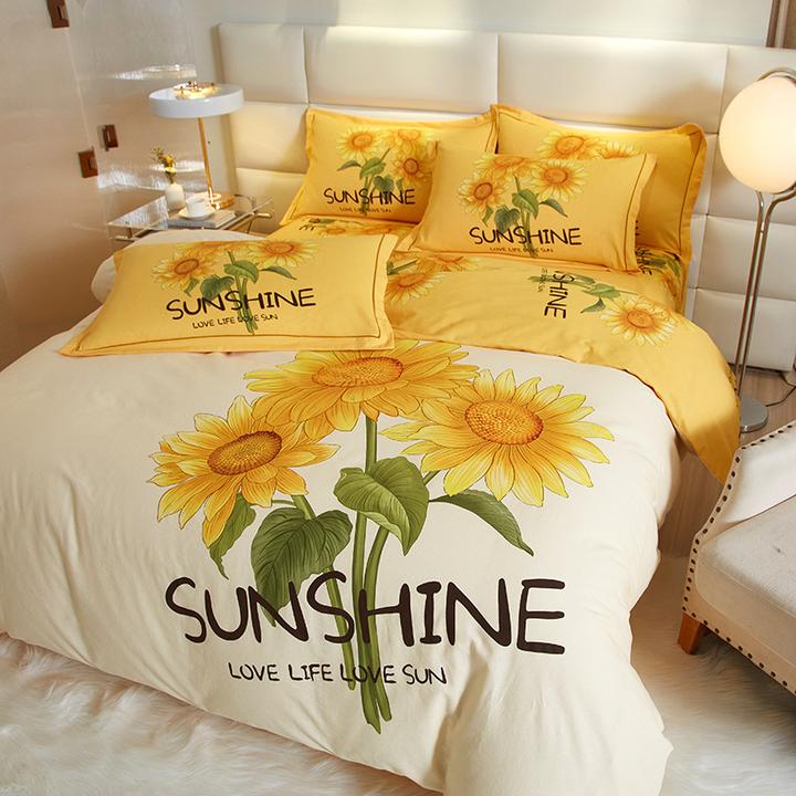 大版花全棉纯棉被套床单加厚秋冬2023四件套田园床上用品新款磨毛