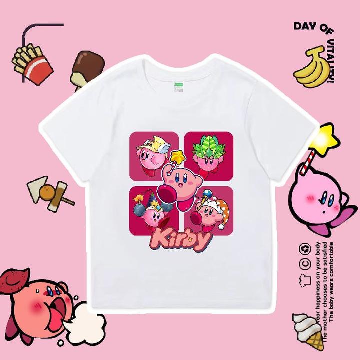 儿童短袖T恤夏装中大童甜美卡通星之卡比衣服男女童短袖纯棉上衣