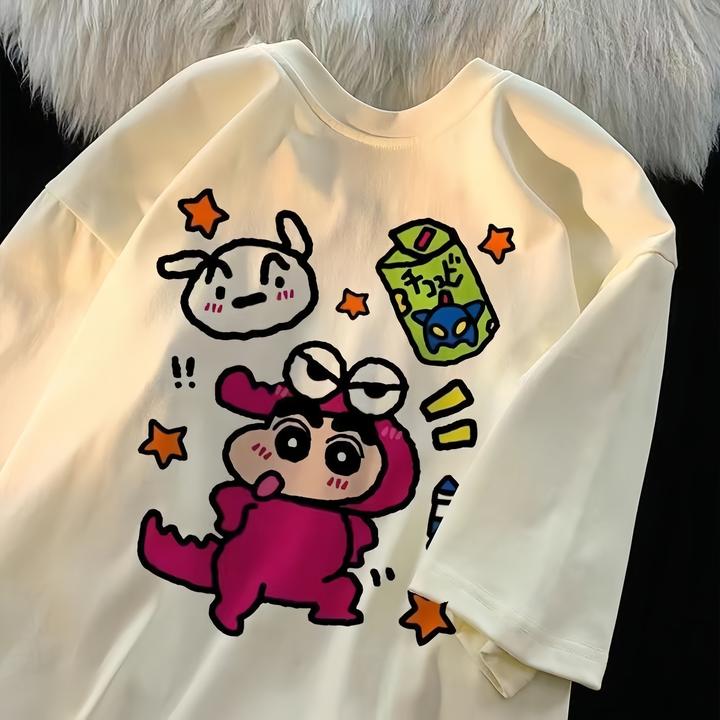 蜡笔小新可爱儿童t恤趣味夏季纯棉男女童ins短袖t恤宽松半袖百搭