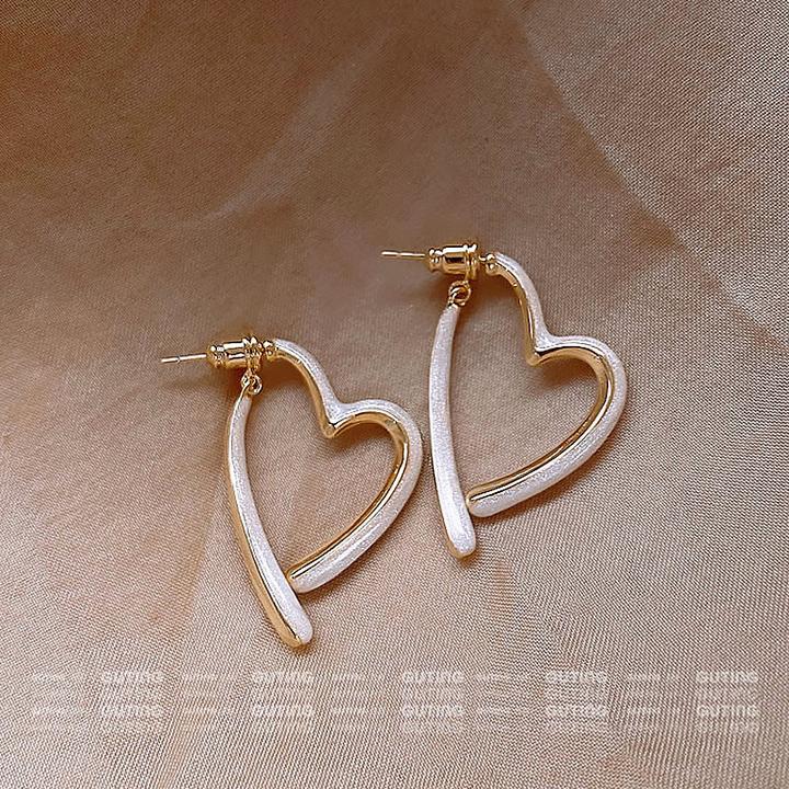 铜合金耳饰 12813两戴心形耳环法式轻奢彩色耳坠百搭高级感耳饰