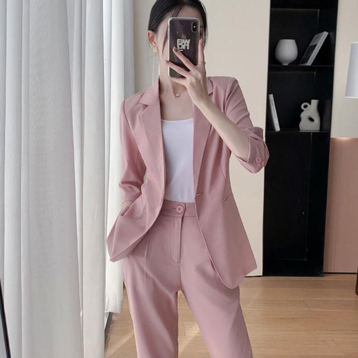 春夏季高级感小个子修身显瘦职业气质百搭西服套装女2024新款西装