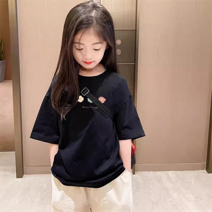 童装男女童纯棉短袖T恤夏季24新款中大儿童洋气半袖打底衫上衣服