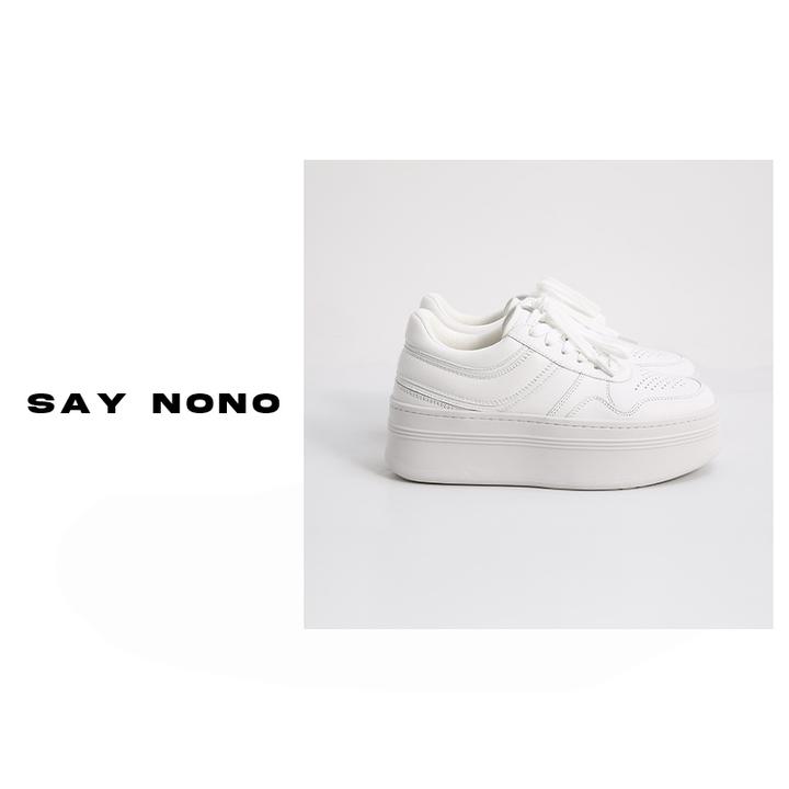 Say nono 真的不重的厚底增高百搭系带休闲透气头层牛皮小白鞋6cm