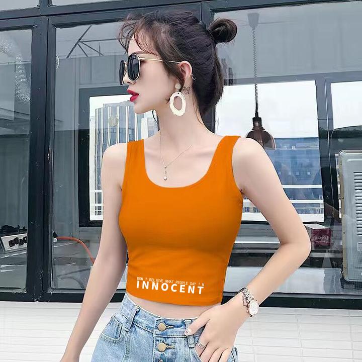 美背印花小吊带背心女内搭U型美背遮副乳上衣高档短款打底衫百搭