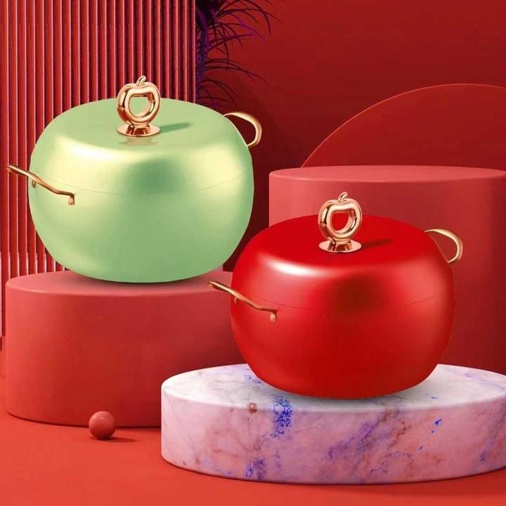 新款苹果铸铁汤锅双耳不沾养生煲汤锅厨房大容量煮锅炖汤料理锅