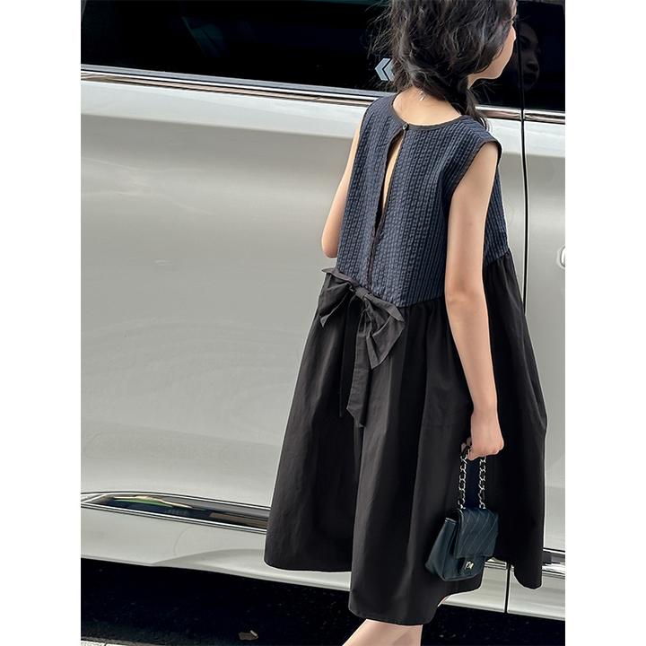 K26862拼接女童夏季连衣裙2025新款高级感裙子女孩背心裙A字裙潮