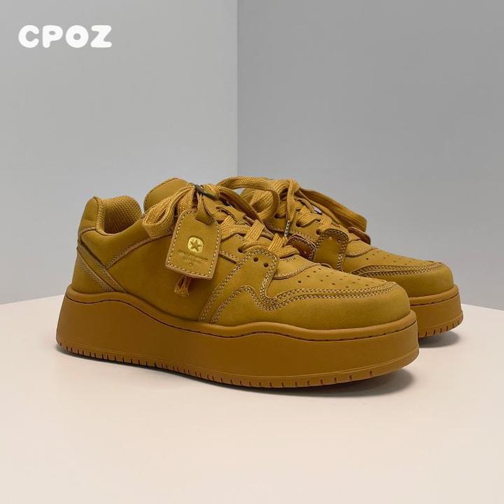 秋冬新款沙丘棕色厚底增高板鞋男女款美拉德低帮运动休闲面包鞋子