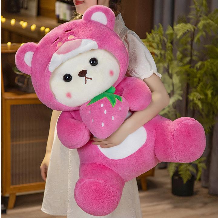 可爱抱心草莓熊变身熊毛绒玩具软萌玩偶女生床上大号布娃娃礼物