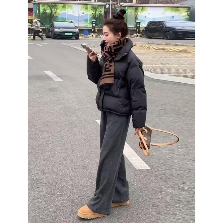 黑色短款夹棉女小个子2024冬季新韩版保暖加厚宽松棉服面包服外套