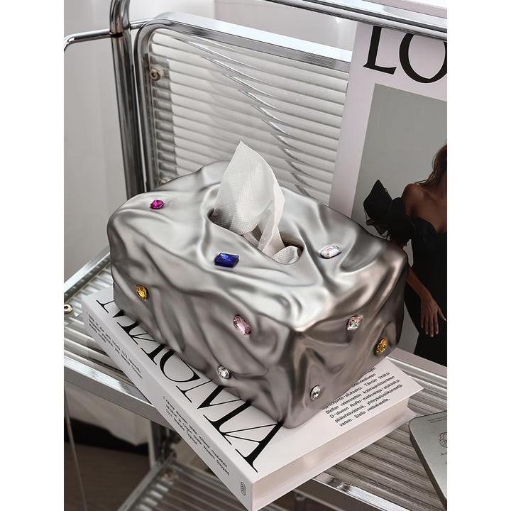 高端宝石派对创意纸巾盒家用轻奢陶瓷抽纸盒家居装饰品摆件