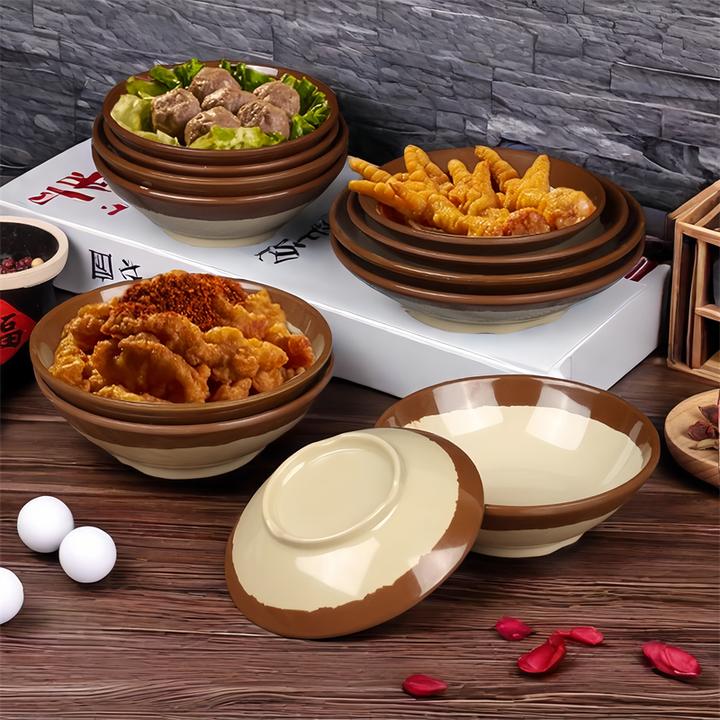 火锅怀旧复古密胺土陶碗盘油碟调料仿瓷盘重庆市井老火锅餐具专用