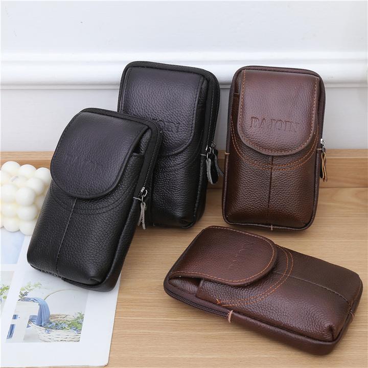 夏季真皮手机包牛皮手机包穿皮带户外工地干活专用牛皮手机套竖款