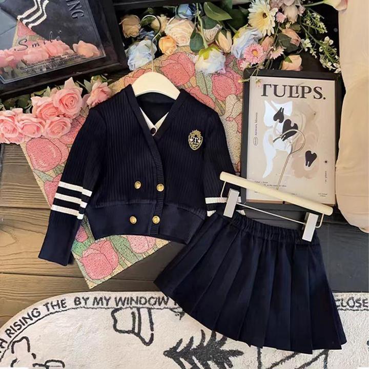 连衣裙秋装2024新款时髦裙子春秋款洋气儿童秋季学院风套装