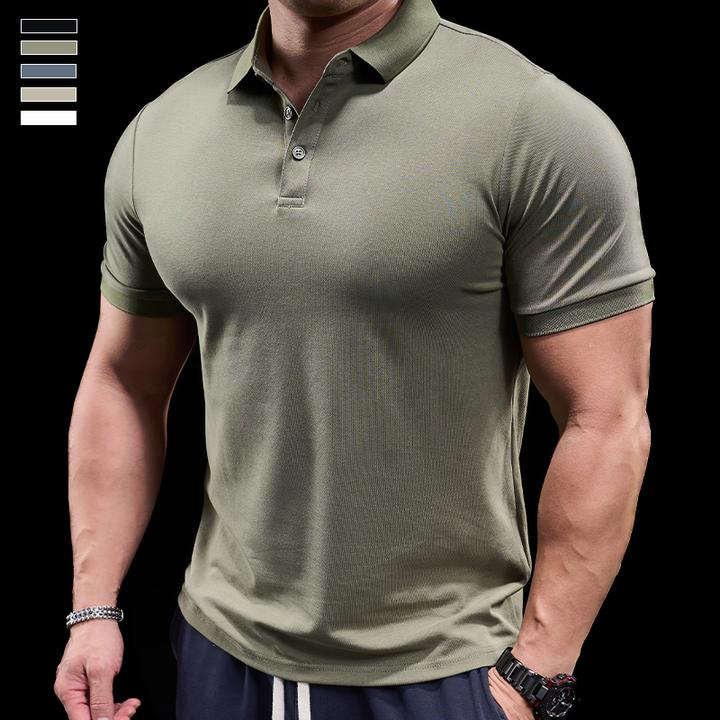 霸道肌肉 夏季男士运动健身短袖上衣跑步训练衣服翻领polo衫