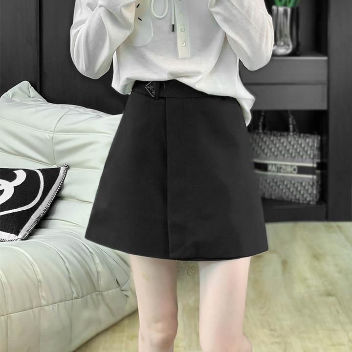 不规则黑色西装半身裙女秋冬季2024新款通勤气质高腰A字型短裙