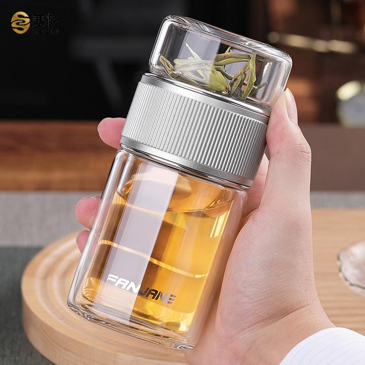茶水分离杯玻璃杯耐热泡茶杯过滤透明杯男女士便携双层送礼水杯子