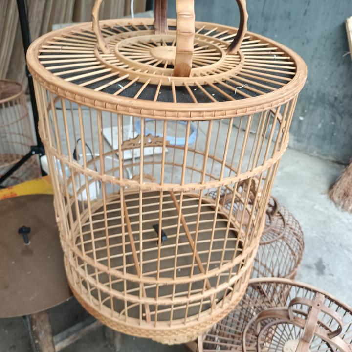 手工雕刻平顶画眉笼竹制鸟笼全套配齐