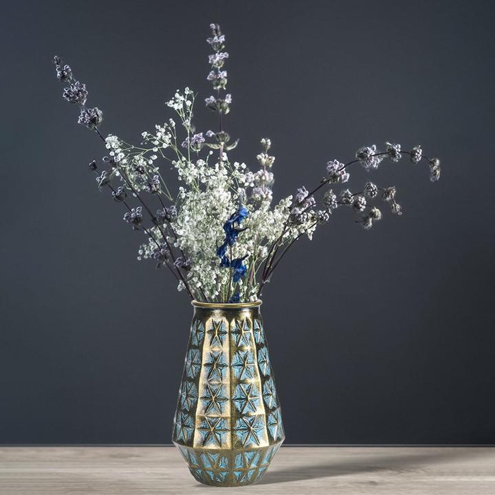 小口欧式大仿古摆件怀旧做旧复古仿铜玻璃花瓶家居轻奢艺术装饰品