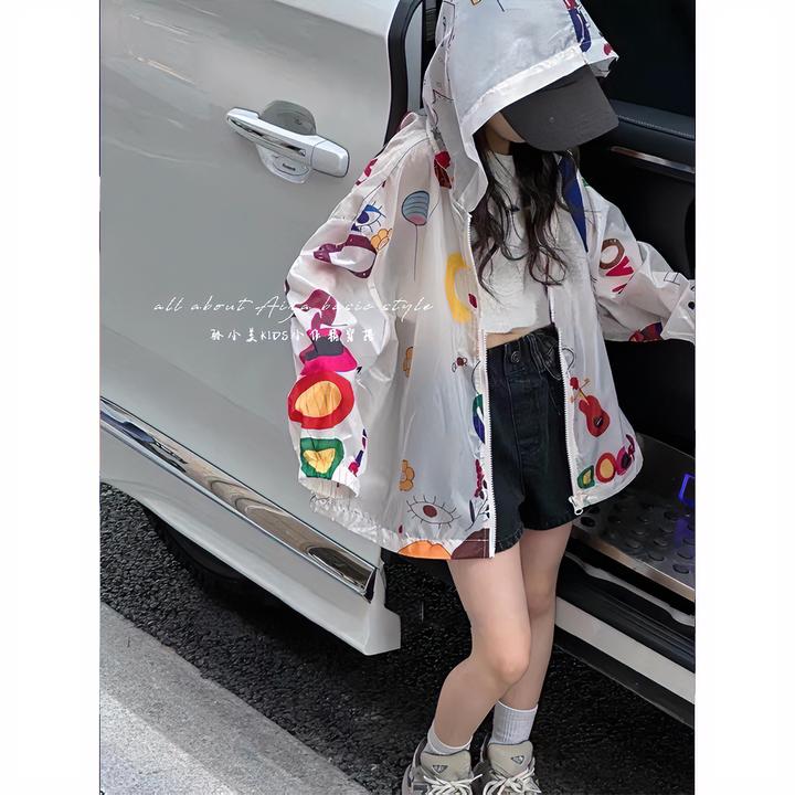 k23824女童衣夏装新款儿童薄款外套2025新款洋气韩版防扎染百搭潮
