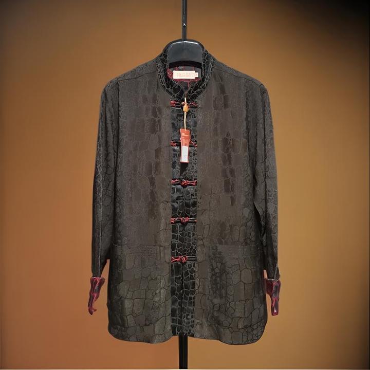 爸爸秋冬装中老年唐装外套男士中国风上衣春季老人衣服龟裂纹188